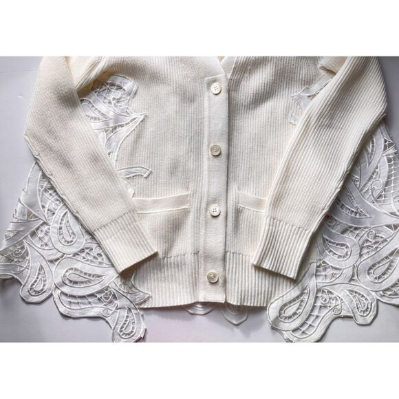 SACAI Paisley Lace Rib Knit Cardigan White Size 1/ Small - Picture 7 of 8